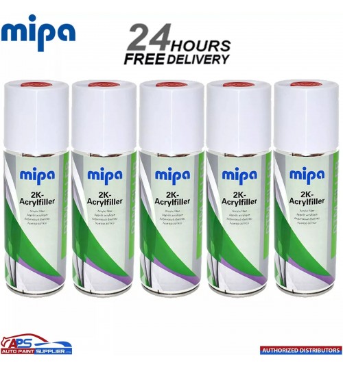 5X MIPA 2K Acrylfiller Spray GREY 2K Primer Filler 400ml Aerosol Inc Hardener